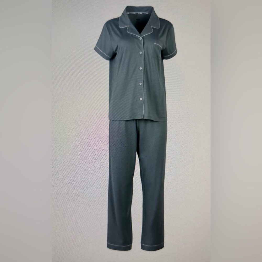 Born Notch Collar Pajama Set Women M Breathable Super Soft Stretch Knit Sleep